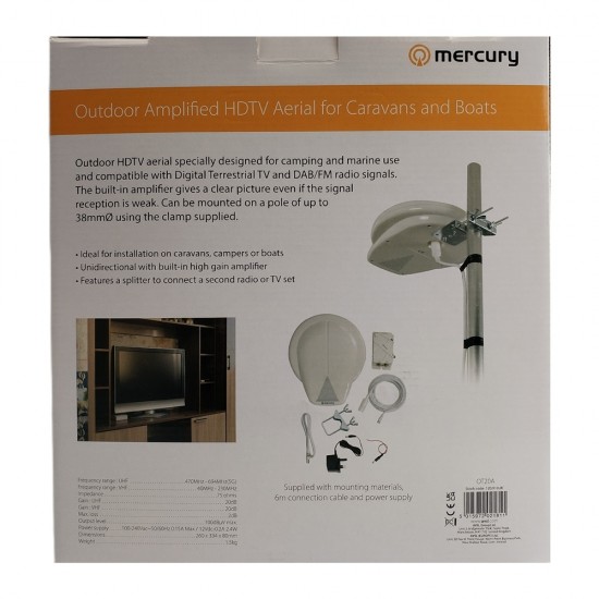 Outdoor Camping Boat Antenna Amplified HDTV Aerial for Caravans and Boats