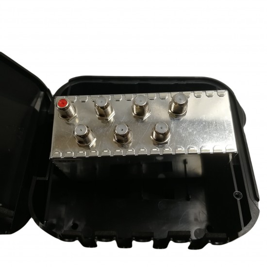 6 WAY OUTDOOR EXTERNAL MASTHEAD AERIAL TV SPLITTER COMBINER WITH POWER PASS