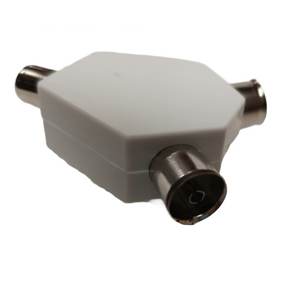 2 WAY COAXIAL TV AERIAL SPLITTER Y ADAPTER COAX DUAL CONVERTER MALE TO 2 FEMALI