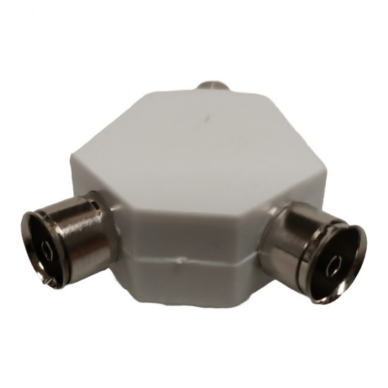 2 WAY COAXIAL TV AERIAL SPLITTER Y ADAPTER COAX DUAL CONVERTER MALE TO 2 FEMALI