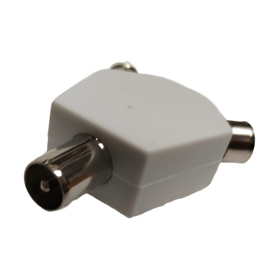 2 WAY COAXIAL TV AERIAL SPLITTER Y ADAPTER COAX DUAL CONVERTER MALE TO 2 FEMALI