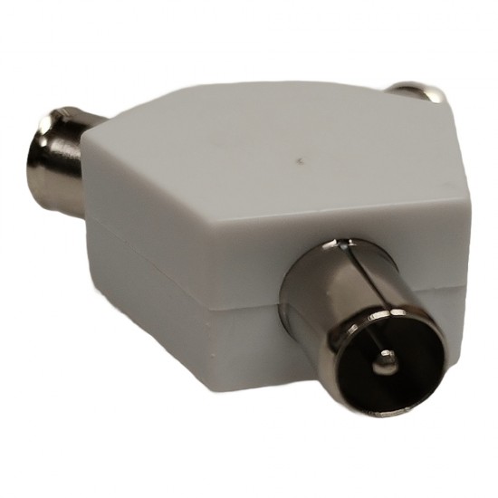 2 WAY COAXIAL TV AERIAL SPLITTER Y ADAPTER COAX DUAL CONVERTER MALE TO 2 FEMALI
