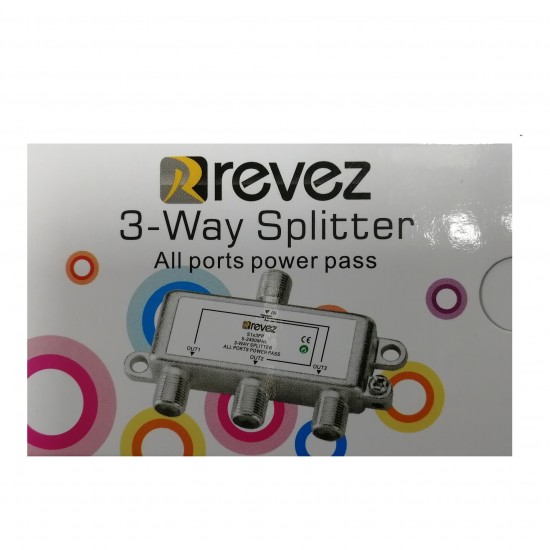 3 WAY POWER PASS F-TYPE SPLITTER CABLE WITH ON ALL PORTS FOR VIRGIN MEDIA TV