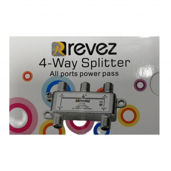 4 WAY POWER PASS F-TYPE SPLITTER CABLE WITH ON ALL PORTS FOR VIRGIN MEDIA TV
