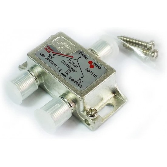 Satellite Aerial Signal Combiner Splitter Diplexer UHF F Type Triax