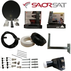 FULL SAORSAT DISH INSTALLATION KIT INCLUDING HD RECEIVER LNB, DISH, WALL MOUNT