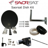 FULL SAORSAT DISH INSTALLATION KIT LNB, DISH, Steel Wall Mount, Satellite Cable