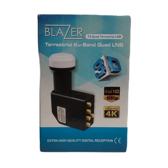 BLAZER T4 Quad LNB WITH TERRESTRIAL INPUT KU-BAND ULTRA HD 4K DB HIGH GAIN 