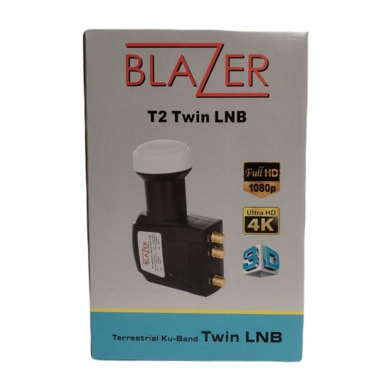 BLAZER T2 TWIN LNB WITH TERRESTRIAL INPUT KU-BAND ULTRA HD 4K DB HIGH GAIN