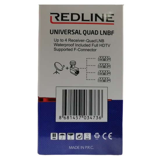 Quad LNB WL-4 Redline 0.1 DB HIGH GAIN , FREESAT, ASTRA, HOTBIRD 
