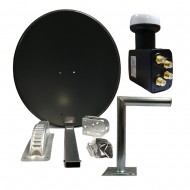 65CM SATELLITE DISH NON RUST 25CM SATELLITE DISH WALL BRACKET QUAD LNB KIT