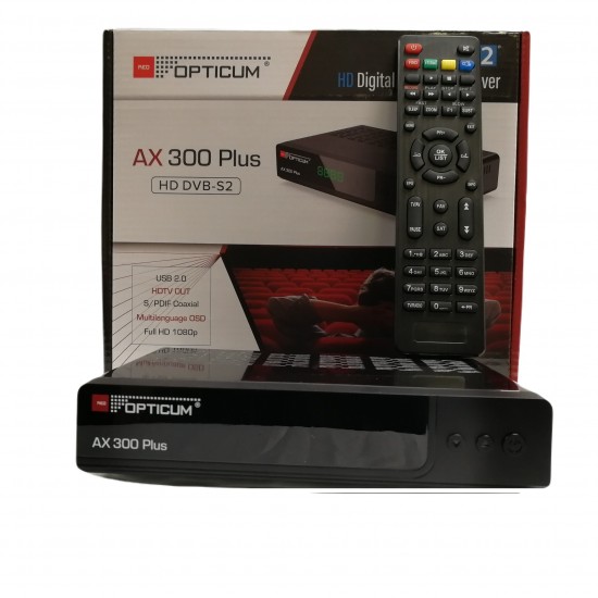 SATELLITE TV RECEIVER BOX OPTICUM AX300 PLUS FULL HD PVR FREE TO AIR DVB-S / S2