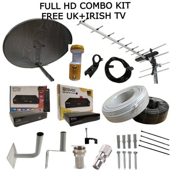Full UK & Irish TV Combo Kit – Free To Air Full HD Box with Saorview Aerial