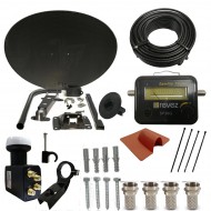 SKY / FREESAT Satellite Dish KIT  SAT SIGNAL FINDER Quad LNB 10M Black RG6