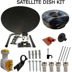 SKY FREESAT SATELLITE DISH KIT ZONE 2 QUAD LNB MK4 HD 10M TWIN BLACK CABLE