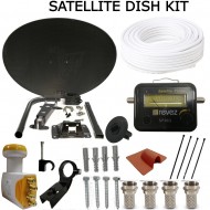SKY / FREESAT Satellite Dish KIT  SAT SIGNAL FINDER Quad LNB 10M White RG6