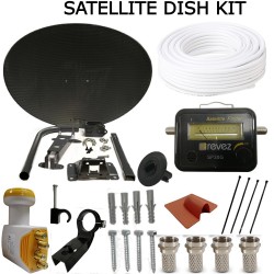 SKY / FREESAT Satellite Dish KIT  SAT SIGNAL FINDER Quad LNB 10M White RG6