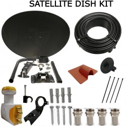 SKY FREESAT SATELLITE DISH KIT ZONE 2 QUAD LNB MK4 HD 10M RG6 BLACK CABLE