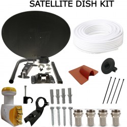 SKY FREESAT SATELLITE DISH KIT ZONE 2 QUAD LNB MK4 HD 10M RG6 WHITE CABLE