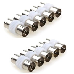 TV Aerial Female to Female Adapter Coaxial Cable coupler Joiner Connector x 10
