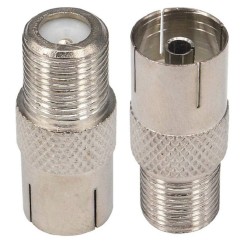 FEMALE COAXIAL SOCKET TO F TYPE FEMALE TV AERIAL CABLE CONNECTOR ADAPTER X 1