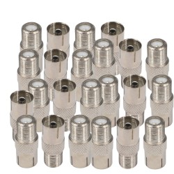 FEMALE COAXIAL SOCKET TO F TYPE FEMALE TV AERIAL CABLE CONNECTOR ADAPTER x 100