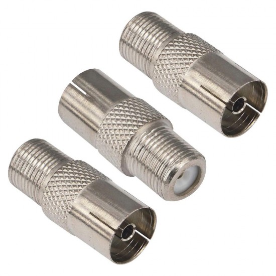 FEMALE COAXIAL SOCKET TO F TYPE FEMALE TV AERIAL CABLE CONNECTOR ADAPTER x 100