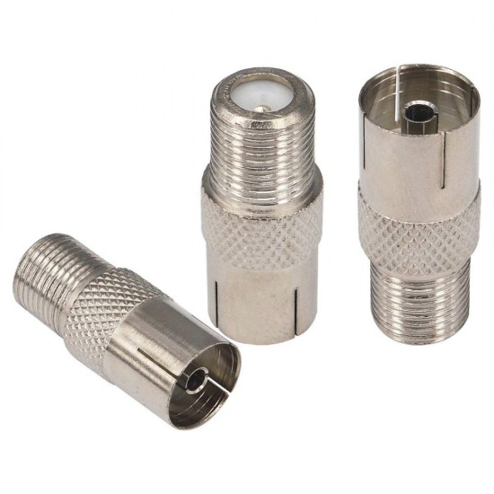 FEMALE COAXIAL SOCKET TO F TYPE FEMALE TV AERIAL CABLE CONNECTOR ADAPTER x 100