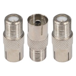 FEMALE COAXIAL SOCKET TO F TYPE FEMALE TV AERIAL CABLE CONNECTOR ADAPTER X 10