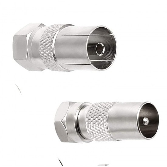 FEMALE COAXIAL SOCKET TO F TYPE MALE TV AERIAL CABLE CONNECTOR ADAPTER  X 1