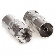 FEMALE COAXIAL SOCKET TO F TYPE MALE TV AERIAL CABLE CONNECTOR ADAPTER  X 1