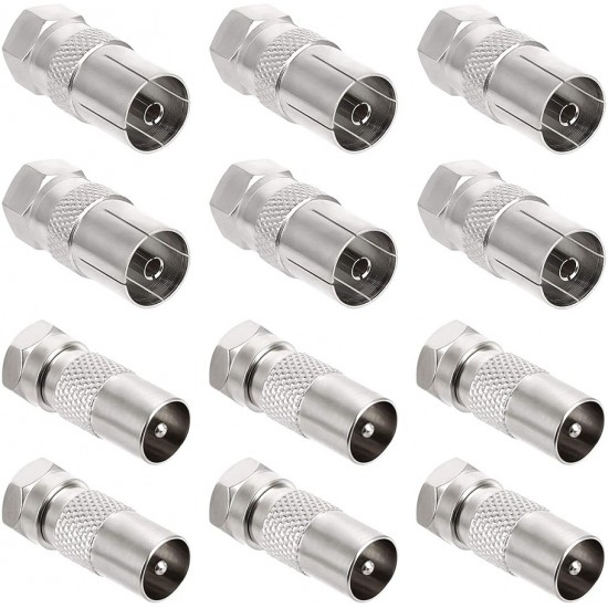 FEMALE COAXIAL SOCKET TO F TYPE MALE TV AERIAL CABLE CONNECTOR ADAPTER  X 1