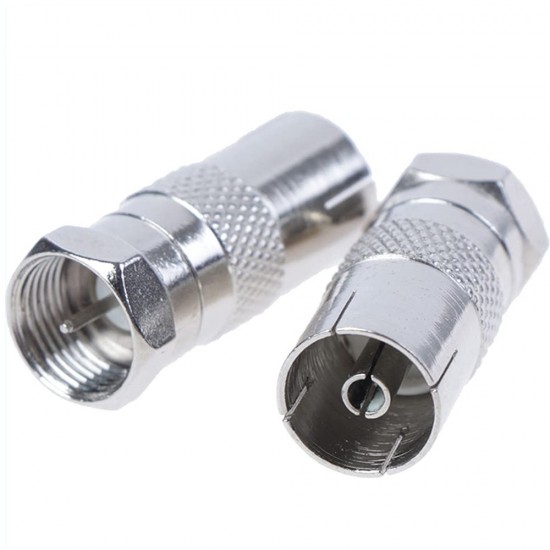 FEMALE COAXIAL SOCKET TO F TYPE MALE TV AERIAL CABLE CONNECTOR ADAPTER X 10