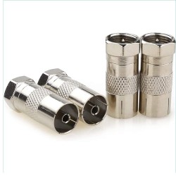 FEMALE COAXIAL SOCKET TO F TYPE MALE TV AERIAL CABLE CONNECTOR ADAPTER X 10