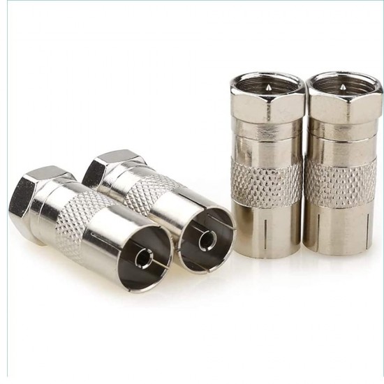 FEMALE COAXIAL SOCKET TO F TYPE MALE TV AERIAL CABLE CONNECTOR ADAPTER X 10