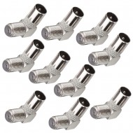 COAXIAL MALE PLUG TO F FEMALE JACK CONNECTOR ADAPTER 90 DEGREE X 10