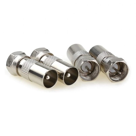 COAXIAL MALE TO F TYPE MALE TV AERIAL COAX CABLE ADAPTER CONNECTOR X 10