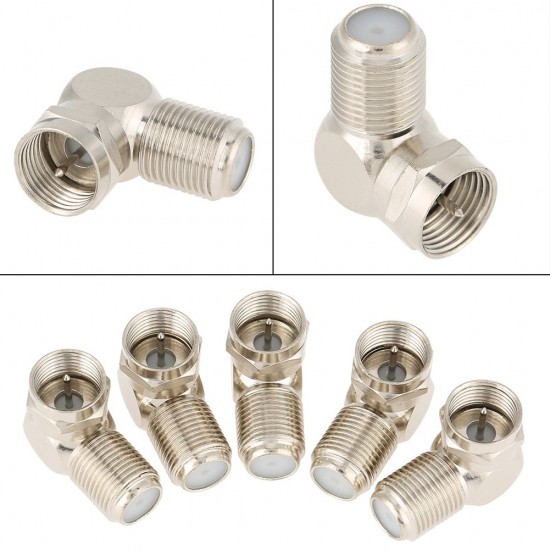 RIGHT ANGLE TV AERIAL F PLUG SATELLITE VIRGIN CONNECTORS 90 DEGREE ADAPTER X 100