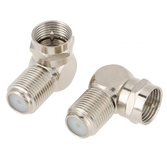 RIGHT ANGLE TV AERIAL F PLUG SATELLITE VIRGIN CONNECTORS 90 DEGREE ADAPTER X 1
