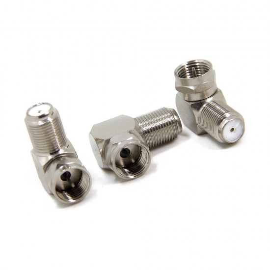 RIGHT ANGLE TV AERIAL F PLUG SATELLITE VIRGIN CONNECTORS 90 DEGREE ADAPTER X 100