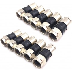 COMPRESSION CONNECTORS RG6 CT100 COAXIAL CABLE UNIVERSAL SEAL CRIMP PLUG X 10