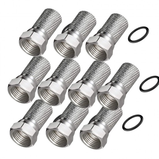 10 x Premium F-Connector Screw-On Satellite / Sky / Virgin RG6