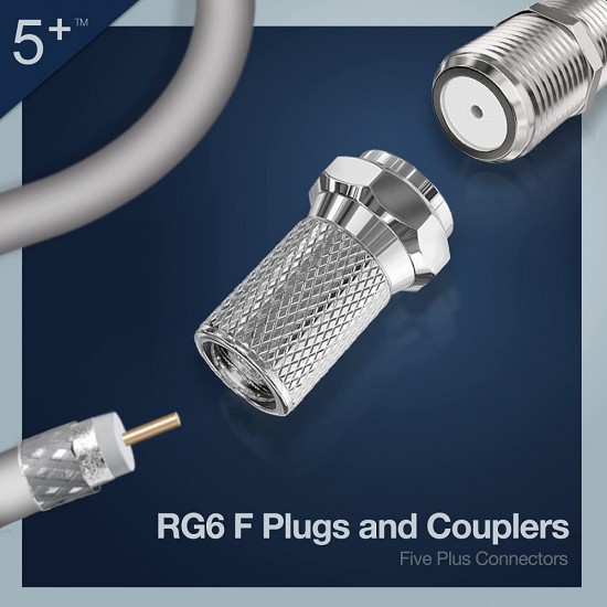 F-CONNECTOR SCREW ON PLUG SATELLITE SKY VIRGIN RG6 WF100 CT100 CABLE X 100