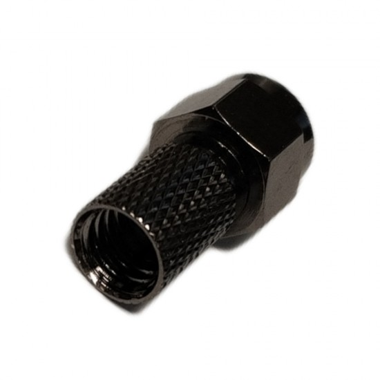 10x F-Connector Black PRO Screw-On Plugs with O-Ring (Metal)