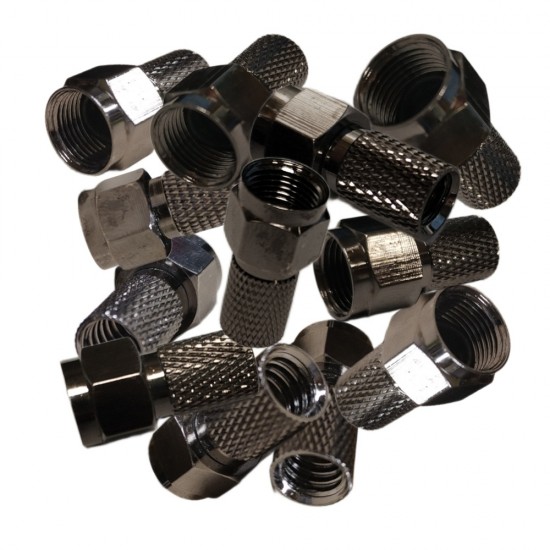 100x F-Connector Black PRO Screw-On Plugs with O-Ring (Metal)