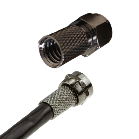 10x F-Connector Black PRO Screw-On Plugs with O-Ring (Metal)