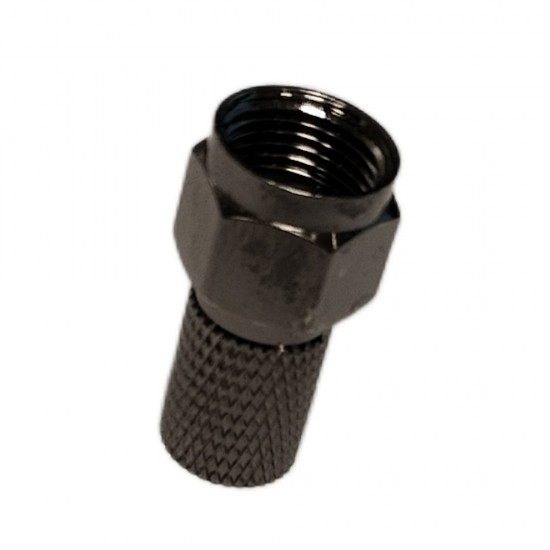 10x F-Connector Black PRO Screw-On Plugs with O-Ring (Metal)