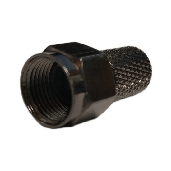 10x F-Connector Black PRO Screw-On Plugs with O-Ring (Metal)