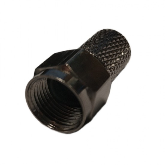10x F-Connector Black PRO Screw-On Plugs with O-Ring (Metal)