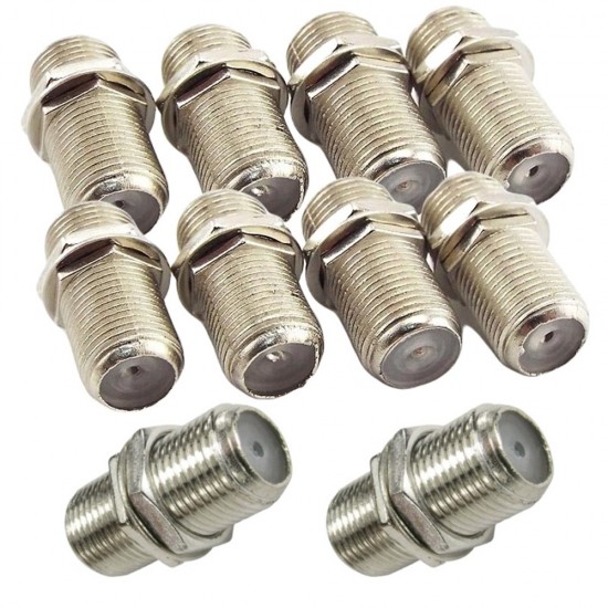 F Type Connector Female to Female Coupler Adapter Cable Joiner Barrel x 10